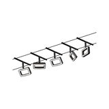 Moderne schwarze LED-Seilspotleuchte mit rechteckigen Leuchtflächen für flexible Raumbeleuchtung