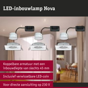 Witte LED-inbouwspot Nova met 45 mm inbouwdiepte voor directe 230V aansluiting