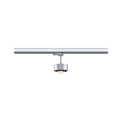 Moderner silberner LED-Strahler an Schienensystem für flexible Innenraumbeleuchtung