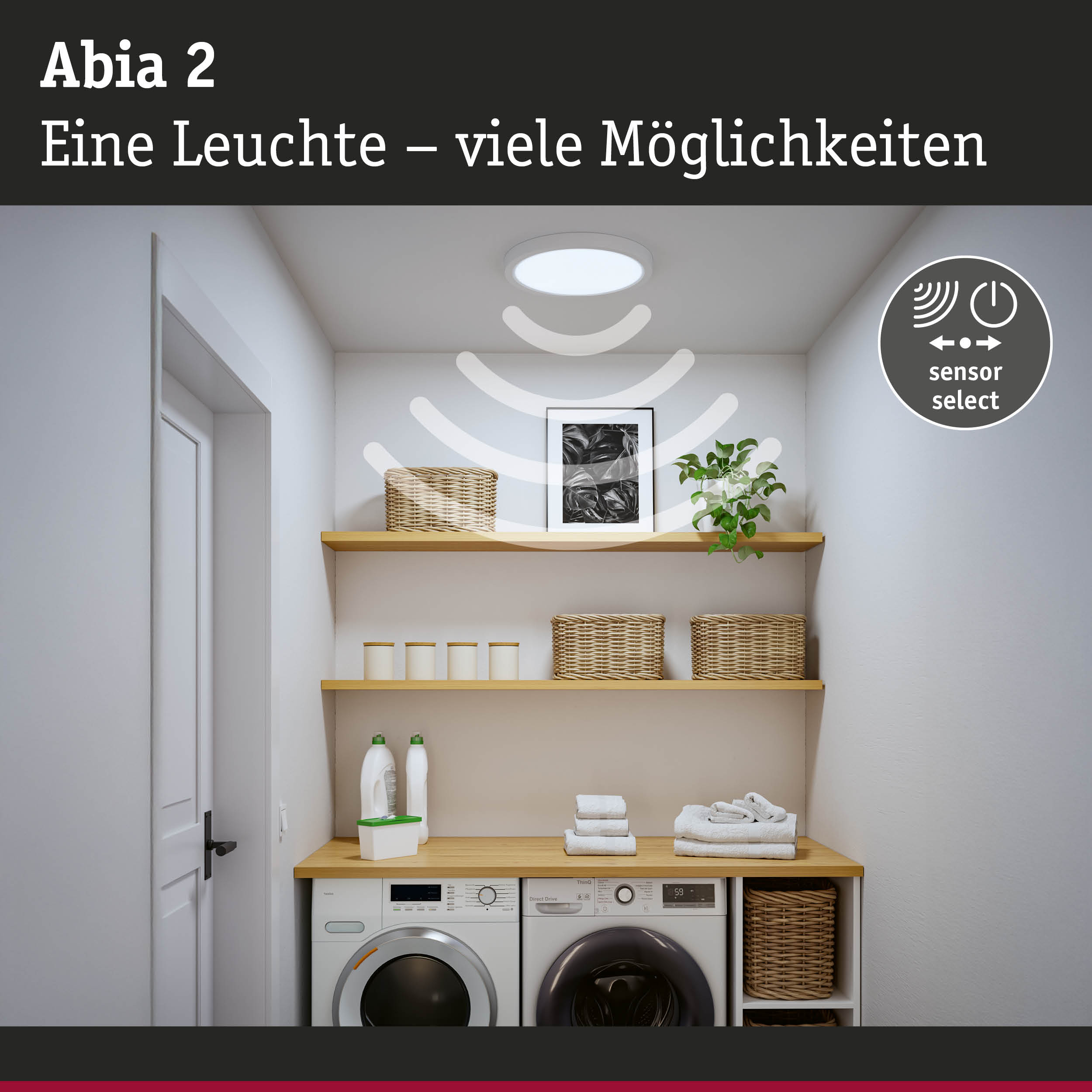Abia 2 LED-Deckenleuchte in Weiß mit Sensorfunktion für energiesparende Raumbeleuchtung