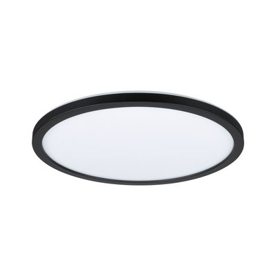 Round LED ceiling light with black frame and white diffuser for modern room lighting