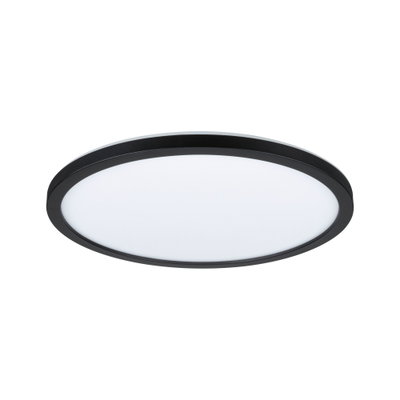 Round LED ceiling light with black frame and white diffuser for modern room lighting
