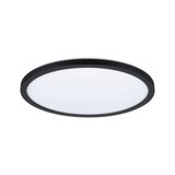 Round LED ceiling light with black metal frame and white diffuser for modern room lighting