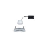 Square recessed spotlight in brushed aluminum with white LED module and black connection cable