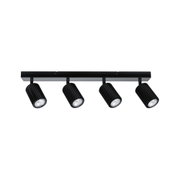 Spot LED de plafond noir à quatre lampes en aluminium avec têtes réglables pour éclairage ciblé
