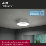 Plafonnier Casca blanc pour salle de bains avec lumière uniforme et design moderne