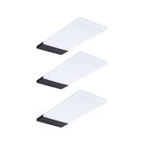 Three white LED ceiling lights with black plastic frame for modern indoor lighting