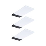 Tre hvide LED-loftslamper med sort plastikramme til moderne indendørs belysning