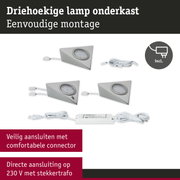 Driehoekige LED-onderkastlampen van geborsteld aluminium in zilver met eenvoudige montage