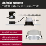 Einbau-LED-Spot in Weiß mit Anschlussbox und Doppelschnellklemme für 230V Direktanschluss ohne Trafo