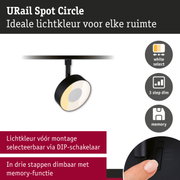 Zwarte URail Spot Circle met instelbare lichtkleur en 3-staps dimfunctie met geheugenfunctie