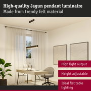 Modern black Jagun felt pendant luminaire for office with height-adjustable LED lighting