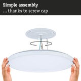 White round LED ceiling light in plastic with easy assembly using screw cap for home lighting