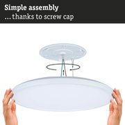 White plastic ceiling light with screw cap for easy assembly and LED lighting fixture