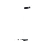 Zwarte vloerlamp met ronde voet en rechthoekige stoffen kap voor moderne woonkamerverlichting