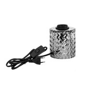Glass lamp holder with zigzag pattern and black cable with switch for LED lighting