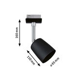 Spot LED noir en métal de 160 mm de haut et 65 mm de diamètre pour éclairage intérieur moderne