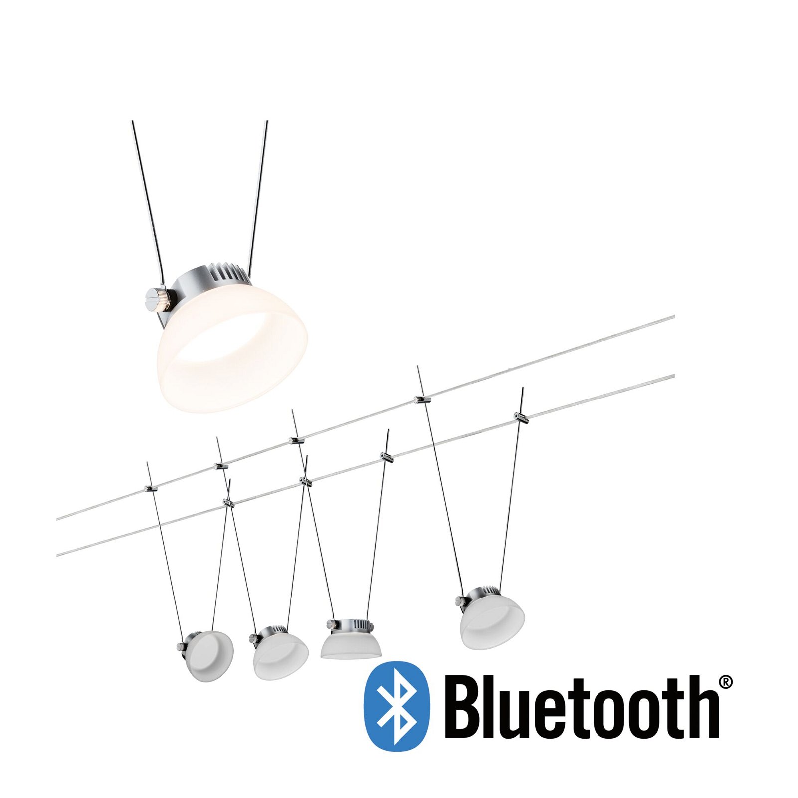 Système câbles LED Smart Home Bluetooth IceLED Kit de base 320lm / 440lm 4x4W Tunable White 230/12V Chrome mat/Blanc