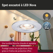 Spot encastré LED Nova blanc avec lumière blanc chaud et indice de protection IP44