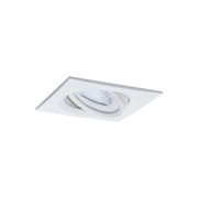 Weißer quadratischer Einbaustrahler aus Metall mit schwenkbarem LED-Spot für Wohnräume