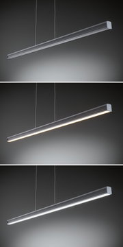 Moderne grå aluminium pendel med varmt og koldt LED-lys til kontor og bolig