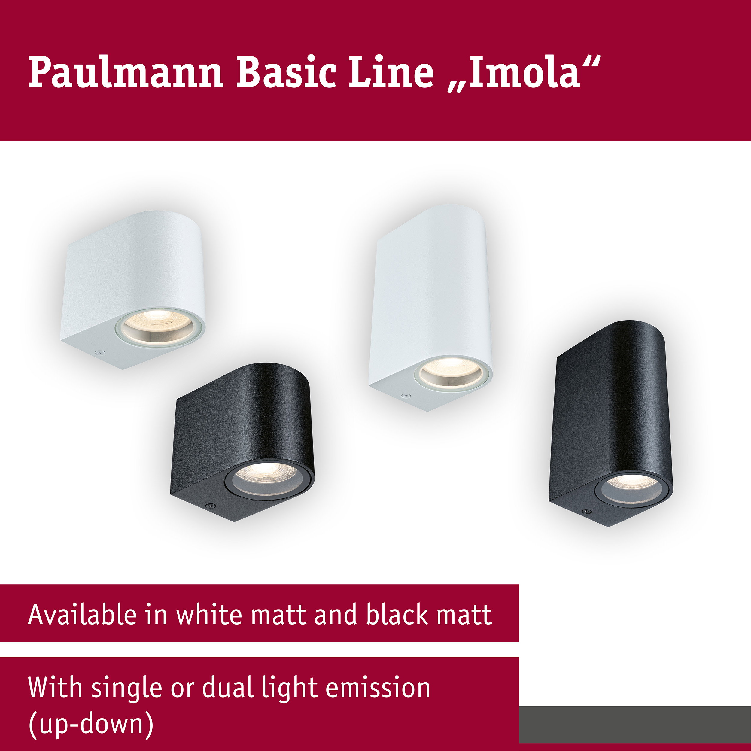 Wall light Perugia IP44 GU10 230V max. 2x10W Black matt