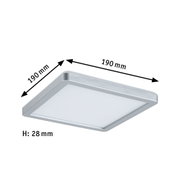 Quadratische LED-Deckenleuchte aus silbernem Aluminium mit 190 mm Kantenlänge und 28 mm Höhe