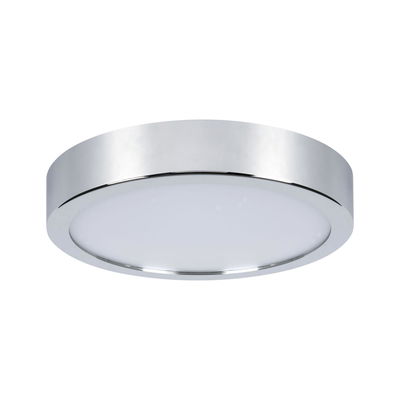 Runde Deckenleuchte aus Chrom mit weißem Diffusor, moderne LED-Leuchte für Wohnräume