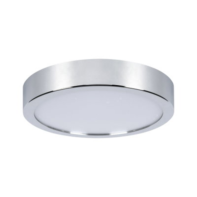 Runde Deckenleuchte aus Chrom mit weißem Diffusor für modernes LED-Raumlicht