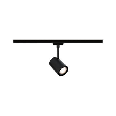 Spot LED noir en métal sur rail, dimmable pour éclairage intérieur moderne