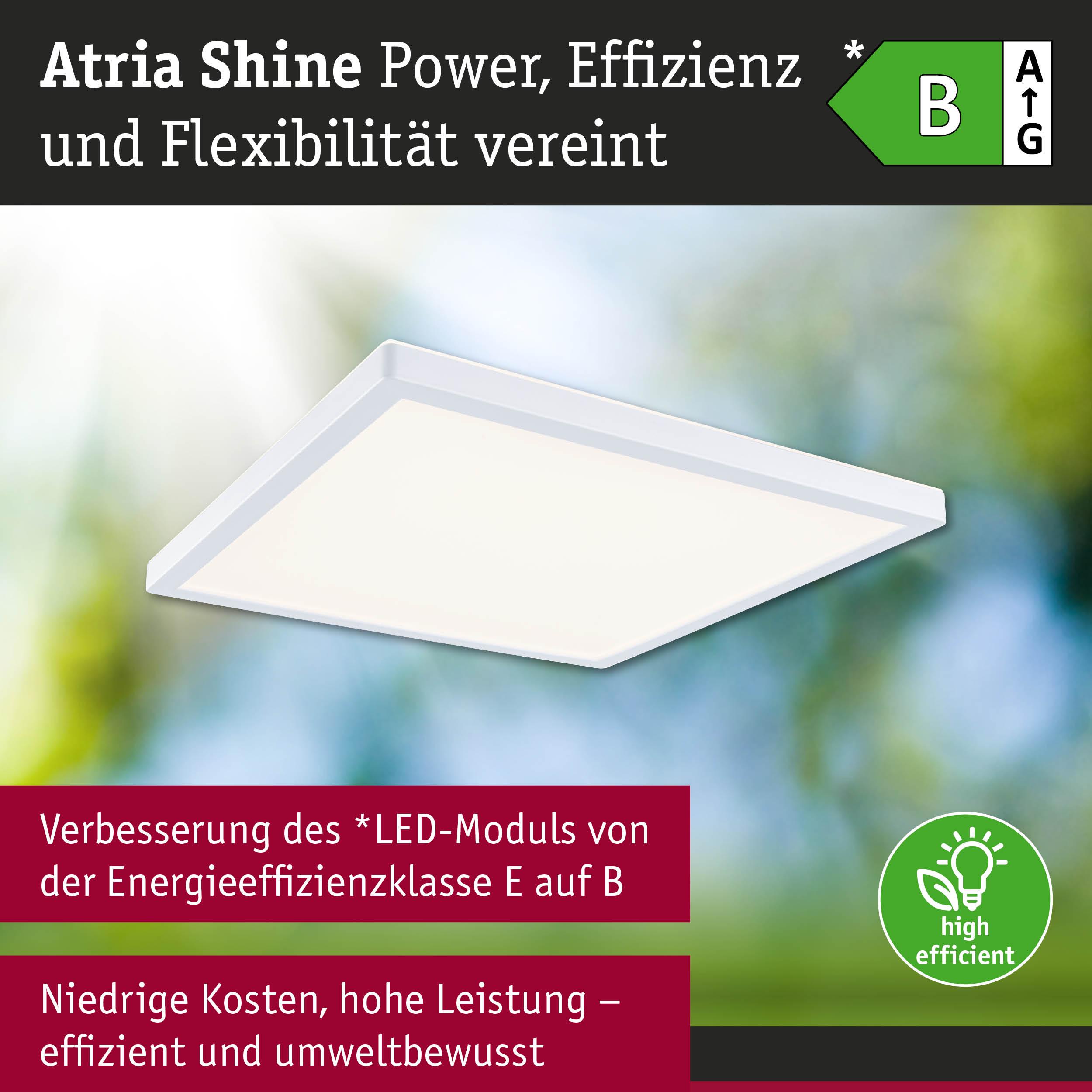 Weißes quadratisches LED-Deckenpanel Atria Shine mit hoher Energieeffizienzklasse B