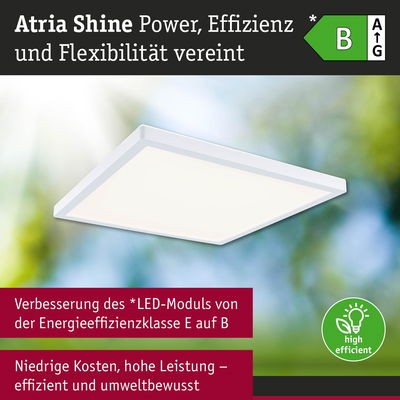 Weißes quadratisches LED-Deckenpanel Atria Shine mit hoher Energieeffizienzklasse B