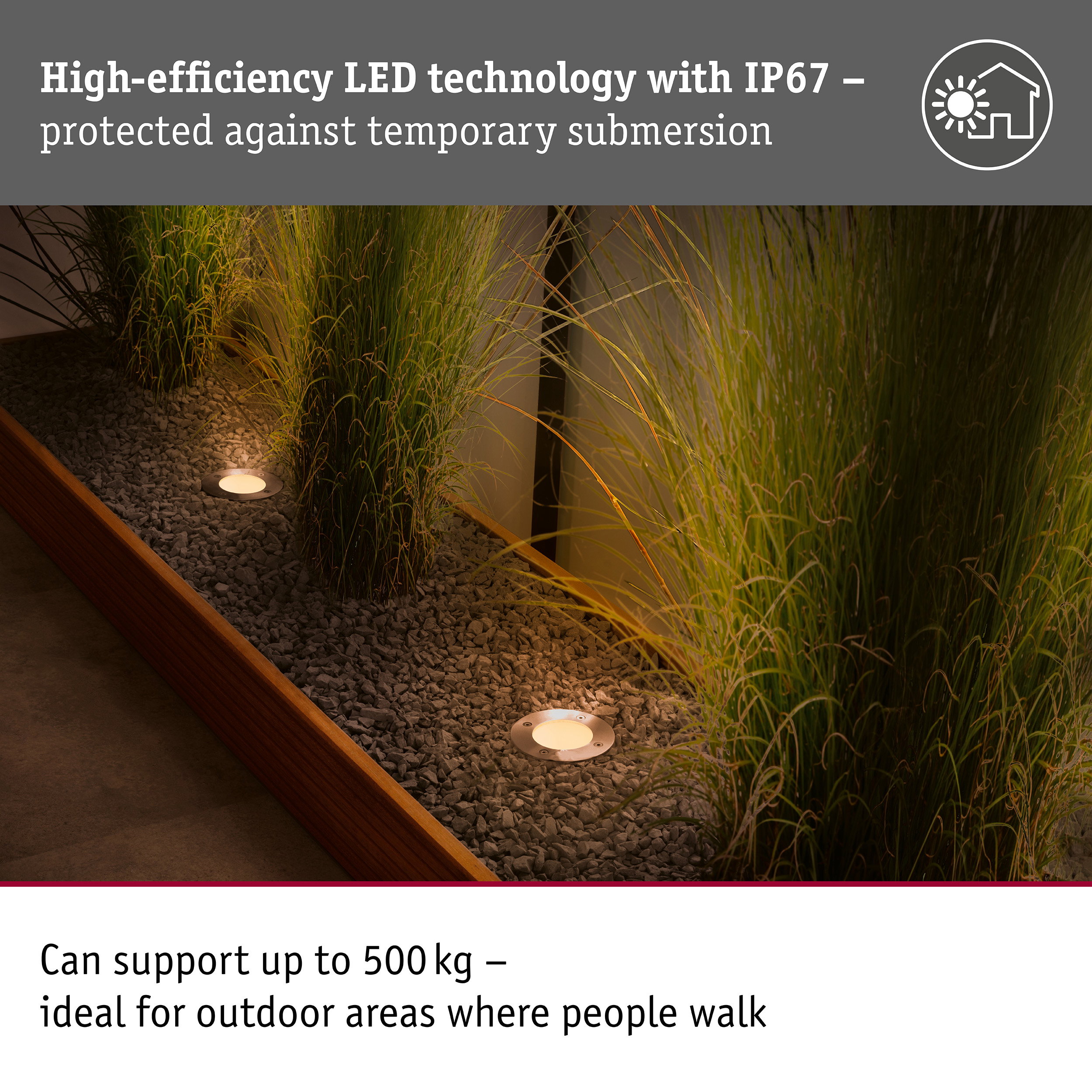 LED Recessed floor light Floor insect friendly IP65 cylindrical 110mm 2200K 4,3W 320lm 230V 38° Semi-crown gold Stainless steel/Plastic