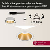 Spot encastré blanc avec réflecteur doré et kit de raccordement pour ampoules LED GU10
