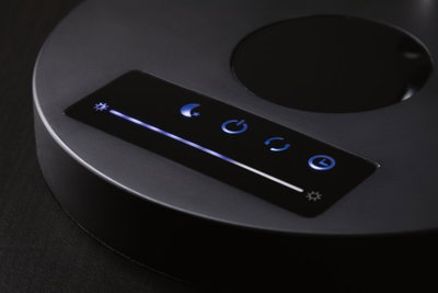 Black LED touch panel with brightness control and icons for night mode, power, cycle, and timer