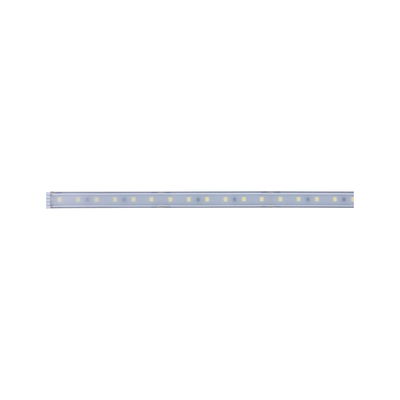 Long LED light strip with white LEDs and transparent plastic casing for modern lighting solutions