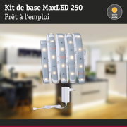 Kit de base MaxLED 250 bande LED blanche avec lumière blanc chaud et adaptateur secteur pour éclairage intérieur