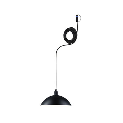 Black half-dome metal pendant lamp with long cable for modern indoor lighting