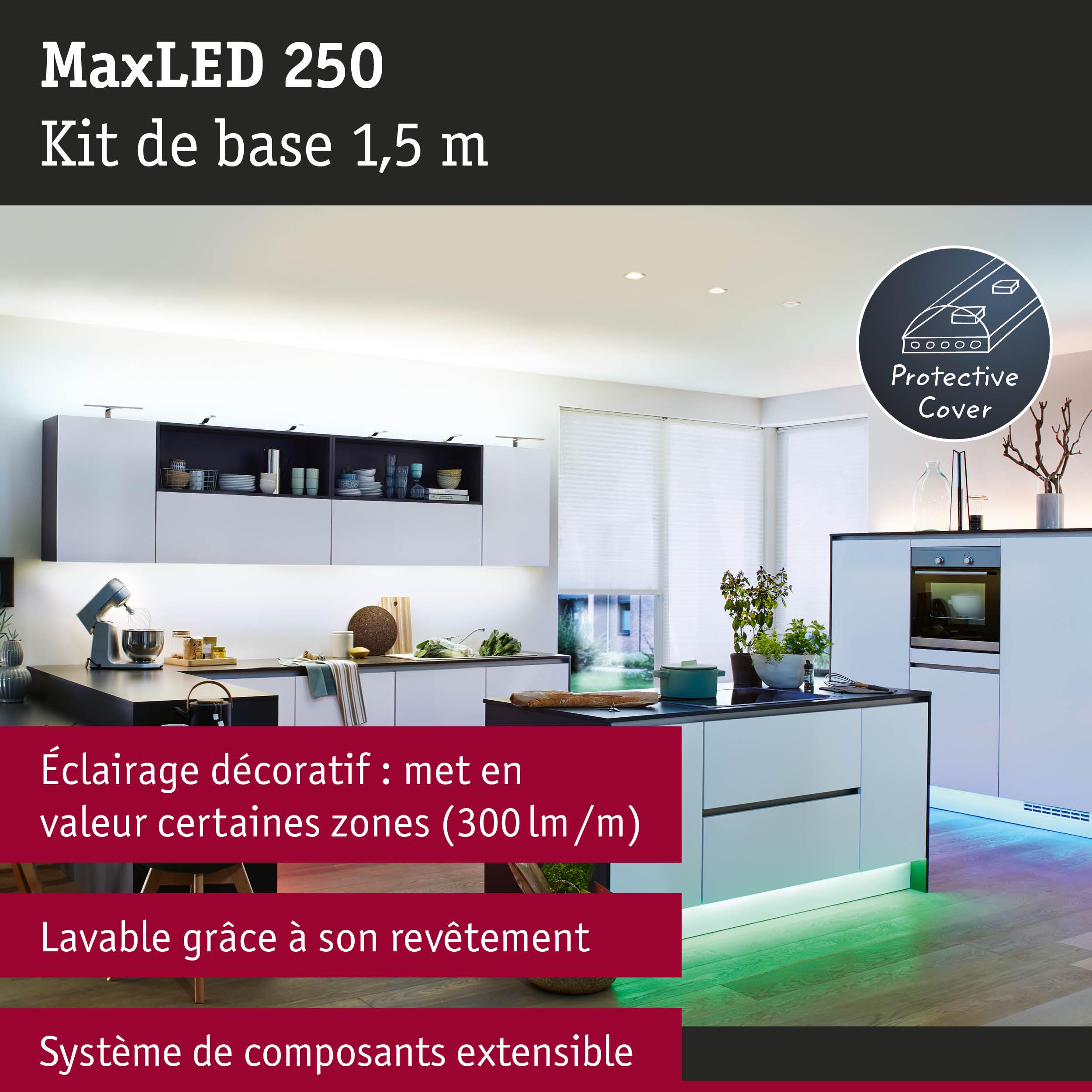 Kit MaxLED 250 1,5 m avec protection pour éclairage décoratif et extensible en cuisine