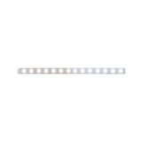 LED light strip with warm and cool white LEDs in transparent casing for versatile lighting use
