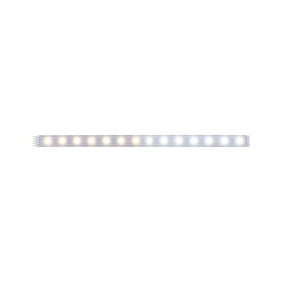 LED light strip with warm and cool white LEDs in transparent casing for versatile lighting use
