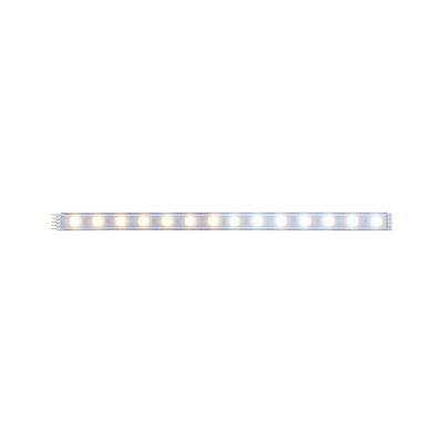 LED light strip with warm and cool white LEDs in transparent casing for versatile lighting use