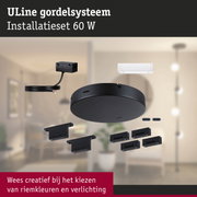 Zwart ULine 60W installatieset met kabel en beugels voor verlichtingssystemen