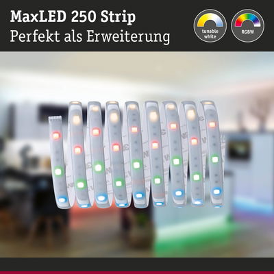 MaxLED 250 Strip RGBW LED-Lichtband mit einstellbarem Weißton als Erweiterung für Wohnräume