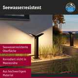 Schwarze Außenleuchte mit seewasserresistenter Oberfläche beleuchtet Weg am Meer mit hochwertigem Material