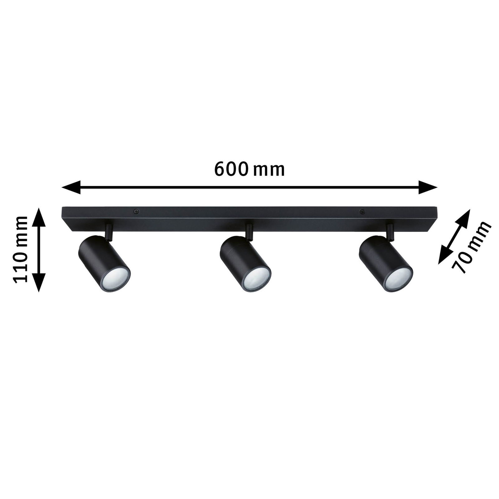 Spotlight Zyli IP44 GU10 230V max. 3x10W dimmbar Schwarz matt