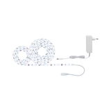 White LED strip light with power adapter, flexible LED tape for indoor lighting and decoration