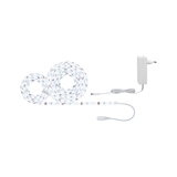 White LED strip light with power adapter, flexible LED tape for indoor lighting and decoration