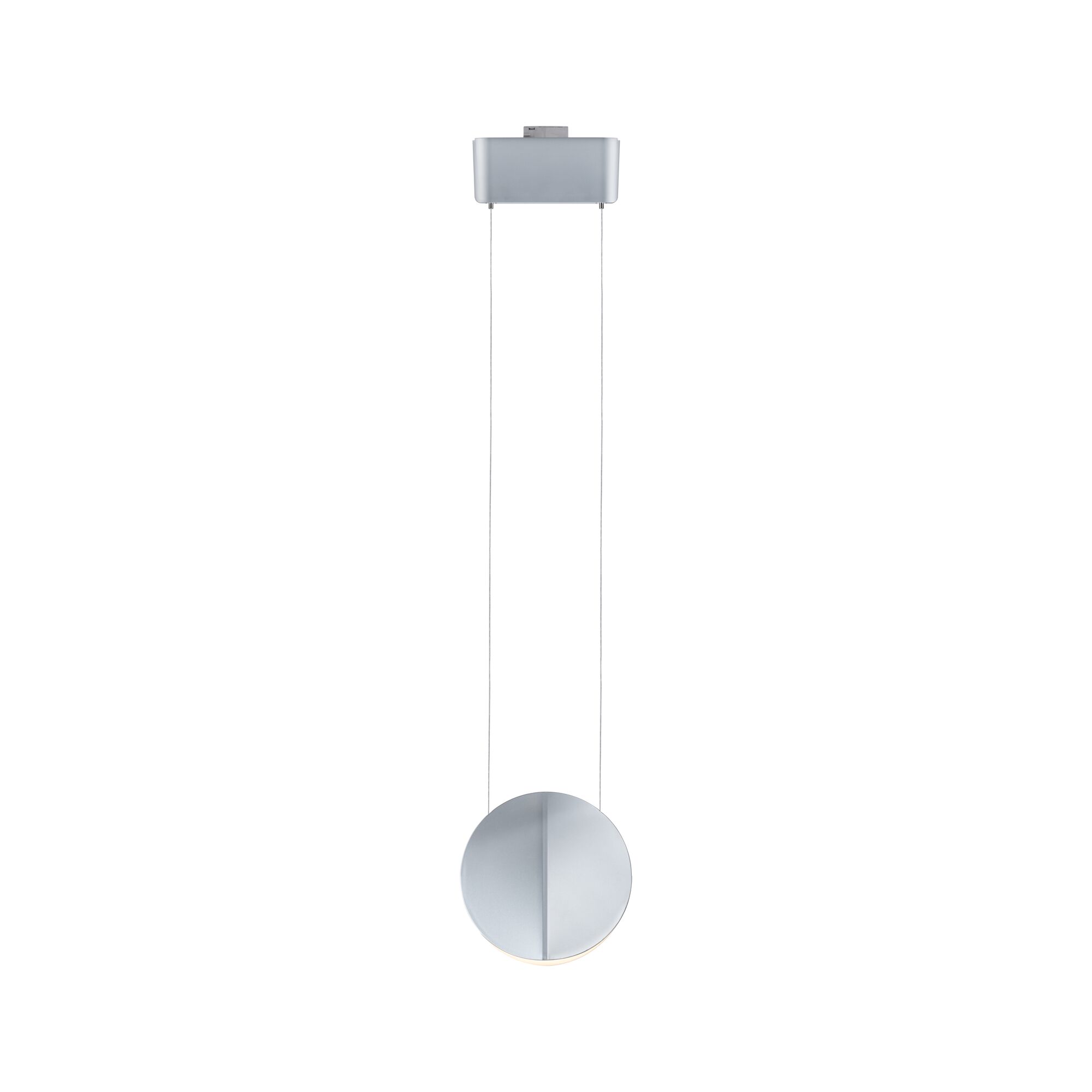 Moderne rund LED-pendel i sølvmetal med minimalistisk design til opholdsrum