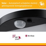 Zwarte solar bewegingssensor met 120° detectiehoek en 1,5 m bereik voor automatische lichtregeling